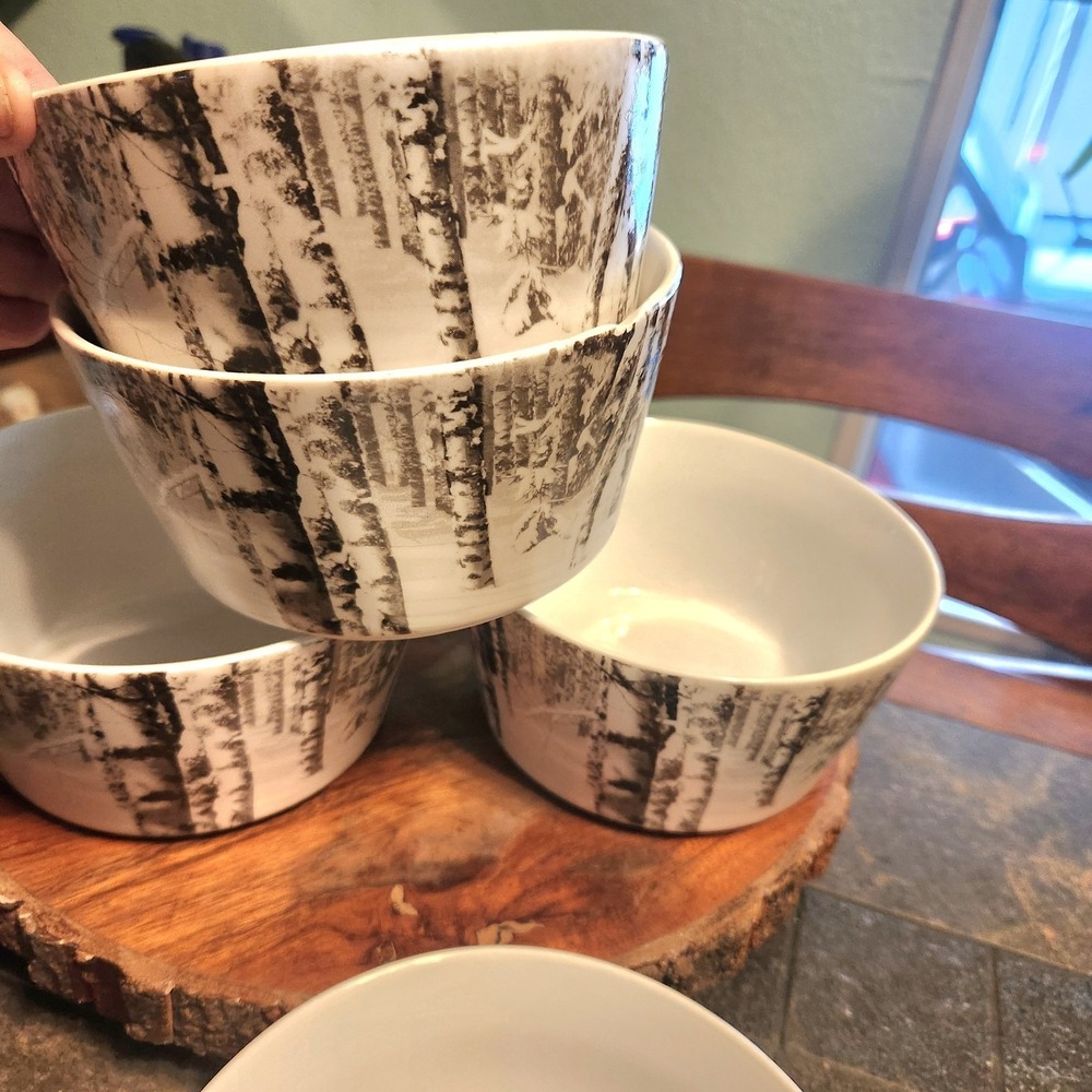 (4) Pier 1 Imports Snow Forest Robert Stanley Exclusive Porcelain Birch Tree